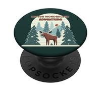 Moose Forest Winter Adventure Back Print PopSockets Adhesive PopGrip