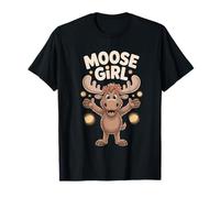 Moose Girl Womens Cute Cartoon Antlers Forest Animal Canada T-Shirt