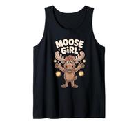 Moose Girl Womens Cute Cartoon Antlers Forest Animal Canada Tank Top