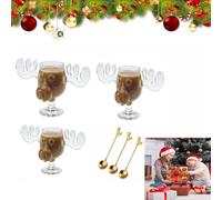Moose Glasses Christmas Glass | National Lampoon's Christmas Vacation Marty Moose 3-Piece Acrylic Shot Glass Set | Decorations, Clear, Holiday Gifts for Coffee, Tea, Drinks