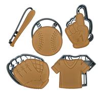 Moose Goods Baseball Cookie Cutter Set of 5 - Sports Cookie Cutters Shapes & Stamp, Baseball Jersey Cookie Cutter for DIY Baking Supplies - Baseball Shirt Cookie Cutter & Sneaker Cookie Cutter