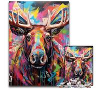 Moose Graffiti Jigsaw Puzzles 1000 Pieces for Adults Jigsaw Puzzles Perfect for Family Gatherings, Birthdays, Holidays 26X38CM/10.23x14.96inch