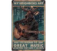 Moose Guitar Rock Retro Style Tin Sign - I Play Guitar and I Know Things Art Poster - Vintage Pop Music Style Cafe Home Art Wall Art Decor Metal Sign - Music Lovers Gift for Friends 5.5 x 8 in