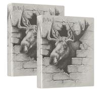 Moose Head Vintage 3 Ring Binders 1.5 Inch Clear View Three Ring Binders Versatile Binder Fits 200 Sheets 2 Pack