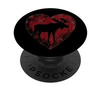 Moose Heart Linocut Wildlife Animal Nature Lover Art PopSockets Adhesive PopGrip