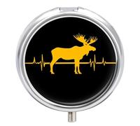 Moose Heartbeat Pill Organizer Round Pill Box Travel Pill Case Medicine Organizer for Pocket Purse