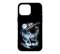 Moose Howling at Moon 90's Retro Case for iPhone 16 Pro Max