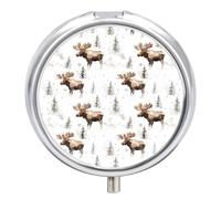 Moose in Winter Day Pill Case 3 Compartment Pillbox