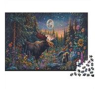 Moose Jigsaw Puzzles Puzzle for Adults Kids. 1000 Pieces Forest Full Moon Whimsical Challenge Toy Educational Games Home Decoration for Adults& Kids Age 14 Years Up 1000pcs (75x50cm)