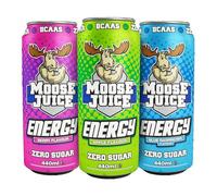 Moose Juice // Clean Energy + BCAA Drink // Only 14 kcal // 141mg Caffeine // Zero Sugar & Aspartame // Vitamins // Taster Pack // 3 x 440ml Cans