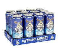 Moose Juice // Clean Energy + BCAA Drink // Only 15 kcal // 200mg Caffeine // Zero Sugar & Aspartame // Vitamins // Blue Raspberry Flavour // 12 x 500ml Cans (Tastes like Slush Puppy)