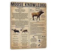 Moose Knowledge Metal Tin Sign,Wall Panel Retro Art Decor for Home Bedroom Bar Cafe Farm 16x12 Inch