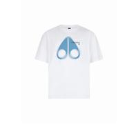 Moose Knuckles Men's Maurice Spray Logo Regular Fit White/Blue T-Shirt