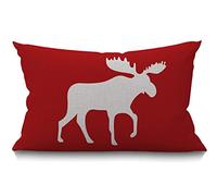Moose Lumbar Cushion Cover 30 x 50 cm 12x20 Inch Decorative Bedroom Living Room Merry Christmas Abstract Animal Beast Antler Horned Reindeer Moose Rectanglar Throw Pillow Cover for Bed Sofa Couch
