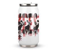 Moose Meese Printed Stainless Steel Tumbler Travel Coffee Mug Insulated Water Cup with Lid and Straw