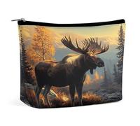 Moose Mountain Landscape Sunset River Makeup Bag, Travel Toiletry Organizer, Cosmetic Pouch for Women, Birthday Presents for Mom Girls Women Sisters