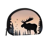 Moose Mountain Pine Tree Coin Purse with Zipper Mini Coin Pouch Small Change Wallet for Men Women Coin Bag Personalized Credit Card Bags Everything Storage Pouch for Headset ID Key Lipstick