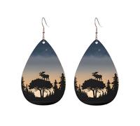 Moose Mountain Pine Tree Wilderness Drop-Shaped Acrylic Earrings â€“ Stylish Lightweight Hypoallergenic Dangle Earrings For Women, Gift For Birthday, Christmas & Special Occasions