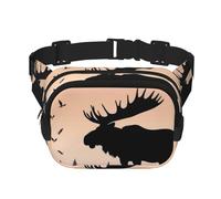 Moose Mountain Pine Tree Wilderness Fanny Pack For Women Waterproof Adjustable Belt Bags Waist Pack Fashion Casual Crossbody Bags Bum Bag For Running Workout Hiking Traveling, Black, One Size
