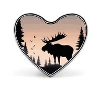 Moose Mountain Pine Tree Wilderness Heart Pin, 1 Inch Metal Love Lapel Pins - Lightweight, Smooth Edges, Versatile Badge Brooch for Jackets, Shirts, Bags, Gifts for Friends, Family