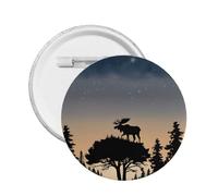 Moose Mountain Pine Tree Wilderness -Print Custom Round Enamel Pin - Alloy Metal Lapel Badge For Jacket, Bag, Gift Idea.