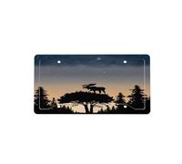 Moose Mountain Pine Tree Wilderness -Print Four-Hole License Plate Holder With Custom Designs - Weather Resistant & Easy Fit For Front/Rear Vehicles