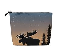 Moose Mountain Pine Tree Wilderness Print Moose Mountain Pine Tree Wilderness Print Fake Hemp Makeup Bag â€“ Travel, And Daily Storage Essential â€“ Reusable Cosmetic Bag, Zipper Pouch, Make-Up Tool