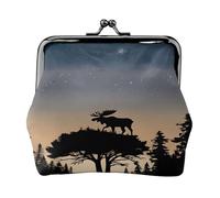 Moose Mountain Pine Tree Wilderness - Print Women's Compact Coin Purse with Lock Waterproof for Travel Gifts