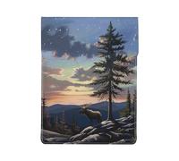Moose Mountain Pine Tree Wilderness Printed Laptop Sleeve Bag 13-Inch - Leather Laptop Sleeve Case Shockproof Protective Computer Cover Bag