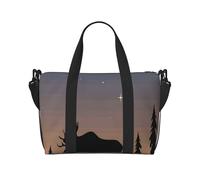 Moose Mountain Pine Tree Wilderness Printed Travel Bag Duffle Bag for Men Women, Large Water Resistant Gym Bag Weekend Holdall Bag with Shoulder Strap