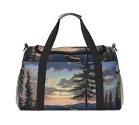 Moose Mountain Pine Tree Wilderness Printed Travel Duffel Bag, Large Capacity Carry On Hand Luggage Weekend Bag for Women Men Gym Weekend