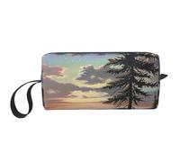 Moose Mountain Pine Tree Wilderness Printed Travel Makeup Bag Portable Cosmetic Bag Makeup Case Toiletry Handbag Organiser for Women