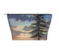 Moose Mountain Pine Tree Wilderness Printed Travel Makeup Bag Trapeze Cosmetic Bag Makeup Case Toiletry Bag Organiser for Women