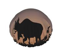 Moose Mountain Pine Tree Wilderness Shower Caps For Women, Elastic And Reusable Bath Caps, Double Waterproof Layers Shower Cap, Bathing Shower Caps