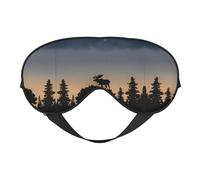 Moose Mountain Pine Tree Wilderness Soft Eye Mask Comfortable Sleep Mask with Adjustable Strap Breathable Fabric for Home Travel Camping & More