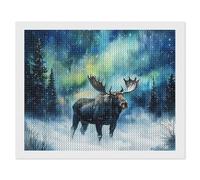 Moose Northern Light Diamond 5D Painting Kits for Adult Beginners Round Full Drill DIY Wall Art Craft Decor Gift 16"x20"