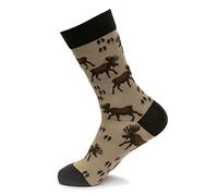 Moose Parade, Fancy Colorful Cotton Comfy Novelty Funny Dress Socks Unisex, ANIMALS Patterned Cool Design Gift, Women's 10-12.5, Men's 8.5-13, Unisex 41-46