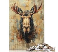 Moose Portrait Painting Puzzles 1000 Pieces for Teenagers Gifts Puzzle for Adults And Teenager Educational Game Challenge Toy 1000pcs (75x50cm)