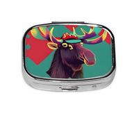 Moose Print Pill Box Portable Pill Case Holde Organizer for Purse Pocket Travel Gifts