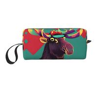 Moose print Travel Toiletry Pouch, Pencil Bag Canvas Makeup Bags, Multi-Purpose Cosmetic Bags with Zipper, White, One Size