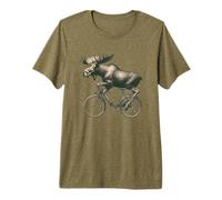 Moose Riding A Bicycle | Pencil Drawing Moose Bike Lovers Premium T-Shirt