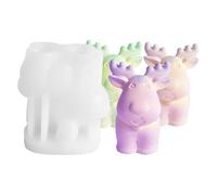 Moose Shape - 10 x 9.5 cm / 3.93 x 3.74 inches, Christmas Reindeer Pillar Candle Moulds for Candle Making, Tear-resistant Silicone Scented Candle Mould for Scented Candle