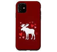 Moose Silhouette Heart Valentine's Day Cute Forest Art Case for iPhone 11
