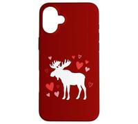 Moose Silhouette Heart Valentine's Day Cute Forest Art Case for iPhone 16 Plus