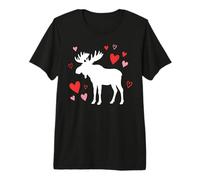 Moose Silhouette Heart Valentine's Day Cute Forest Art Premium T-Shirt