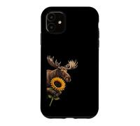 Moose Sunflower Peeking From Side Wildlife Animal Case for iPhone 11