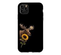Moose Sunflower Peeking From Side Wildlife Animal Case for iPhone 11 Pro Max