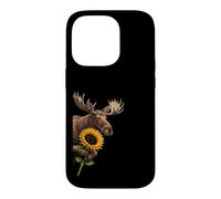 Moose Sunflower Peeking From Side Wildlife Animal Case for iPhone 14 Pro