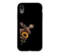 Moose Sunflower Peeking From Side Wildlife Animal Case for iPhone XR