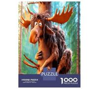 Moose Tree Hug 1000 Piece Jigsaw Puzzle Bundle Whimsical Wildlife Fun Jigsaw Puzzle Extra-Thick Cardboard Collector Mind Relaxation Travel Office Break Holiday 38x26cm/1000pcs